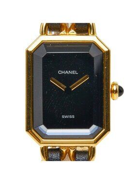 Chanel Premiere M Watch Black Gold Plated Leather Onyx